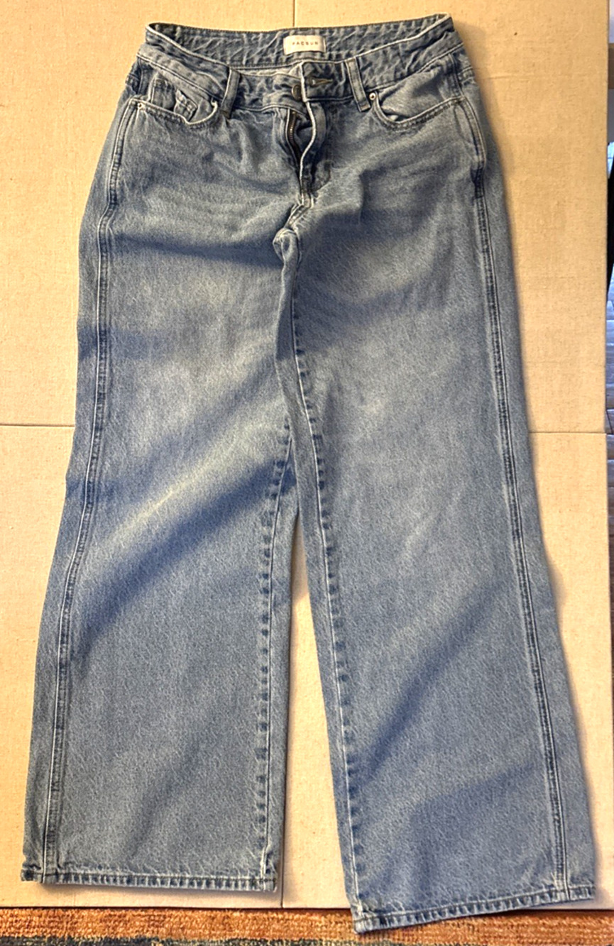 PacSun Womens Size 26 Low Rise Baggy Leg Distressed Jeans Button Closure